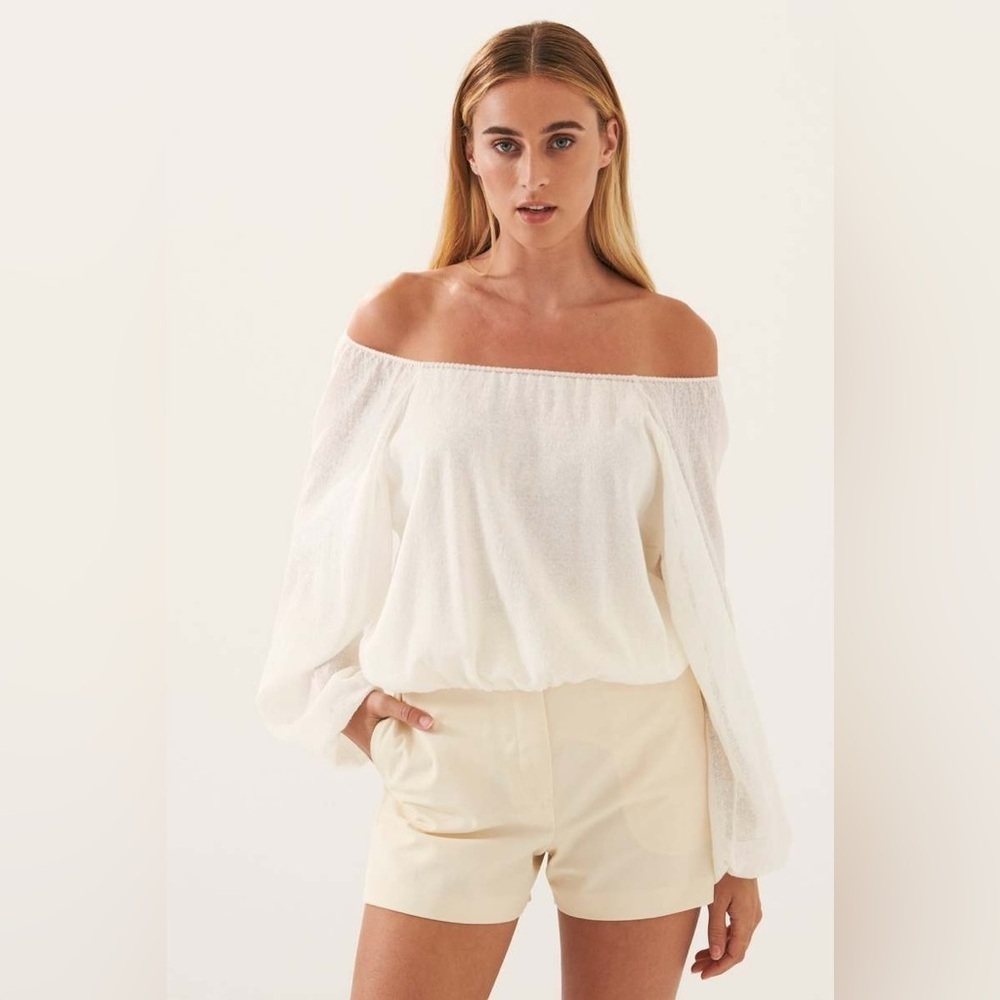 Line the Label Padma Luxe Off Shoulder Cream Top